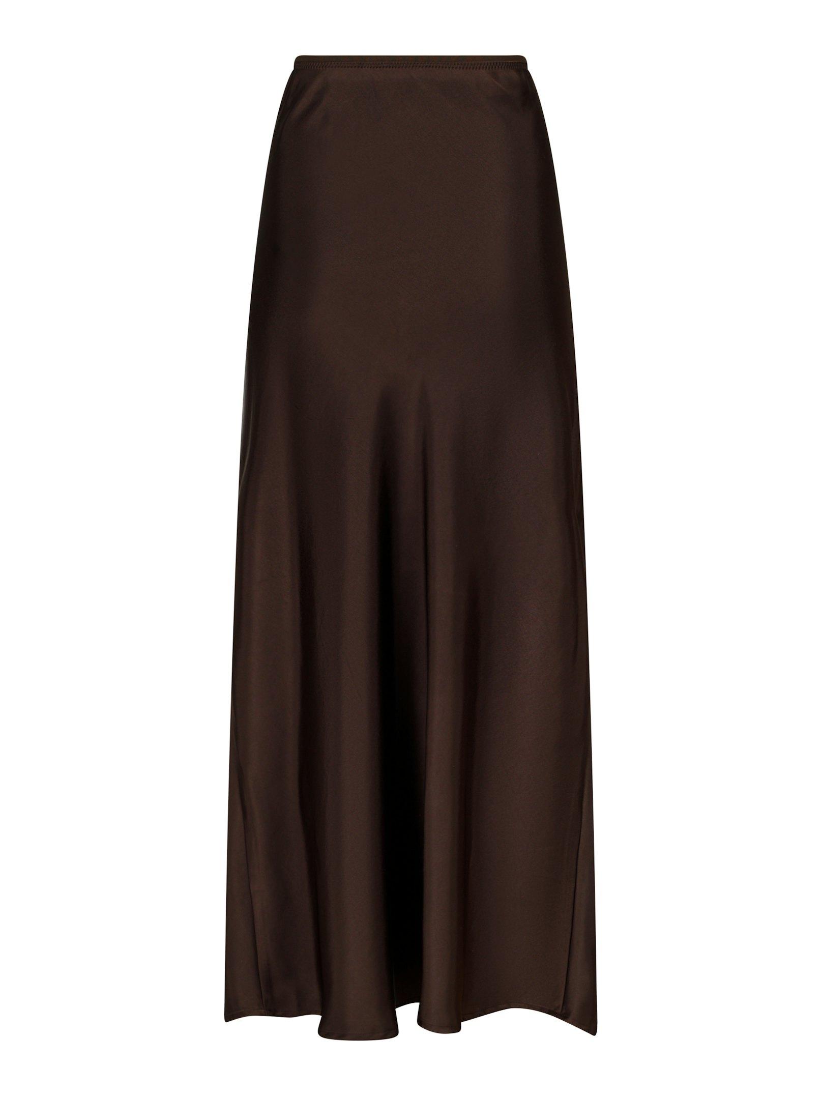 Vicky Heavy Sateen Skirt Dark Brown - 2