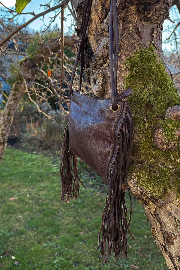 Unmade - Leather Fringe & braid Crossbody Bag Brown - 2