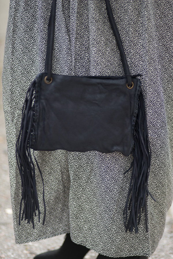 Unmade - Leather Fringe & braid Crossbody Bag Black - 2