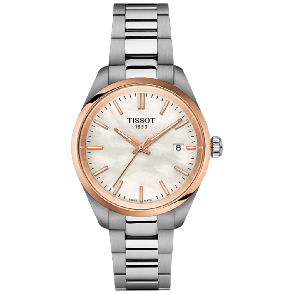 T150.210.21.111.00 Tissot PR 100 34 pärlemor och rosé ring