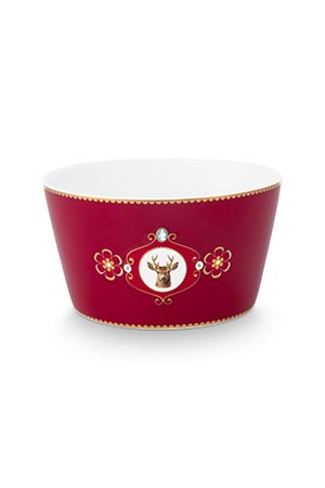 Pip Studio Skål Love Birds Medallion Deer Dark Red 