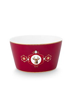 Pip Studio Skål Love Birds Medallion Deer Dark Red 