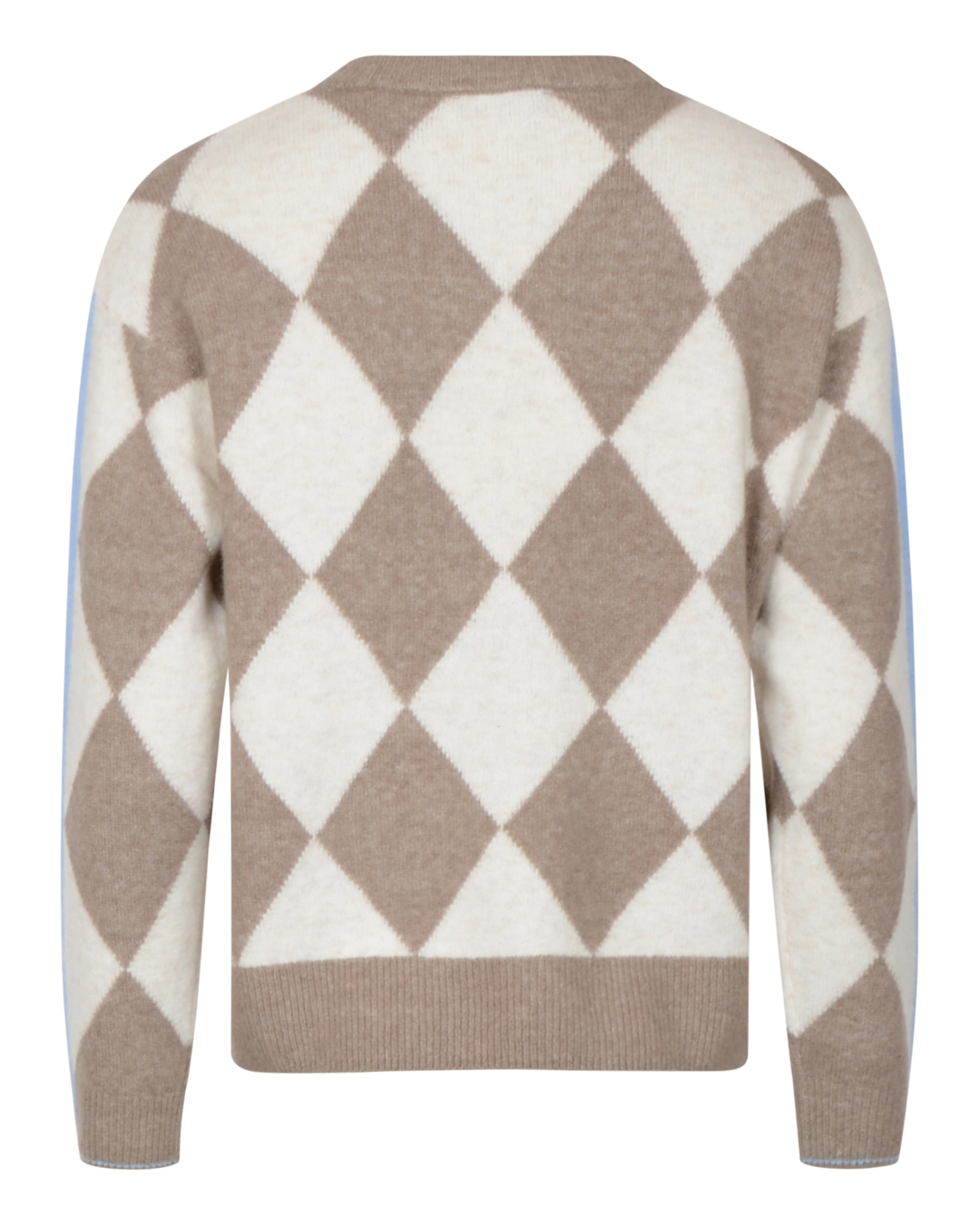 Jumper rutig ljusbeige/mullvad med ljusblå rand - 2