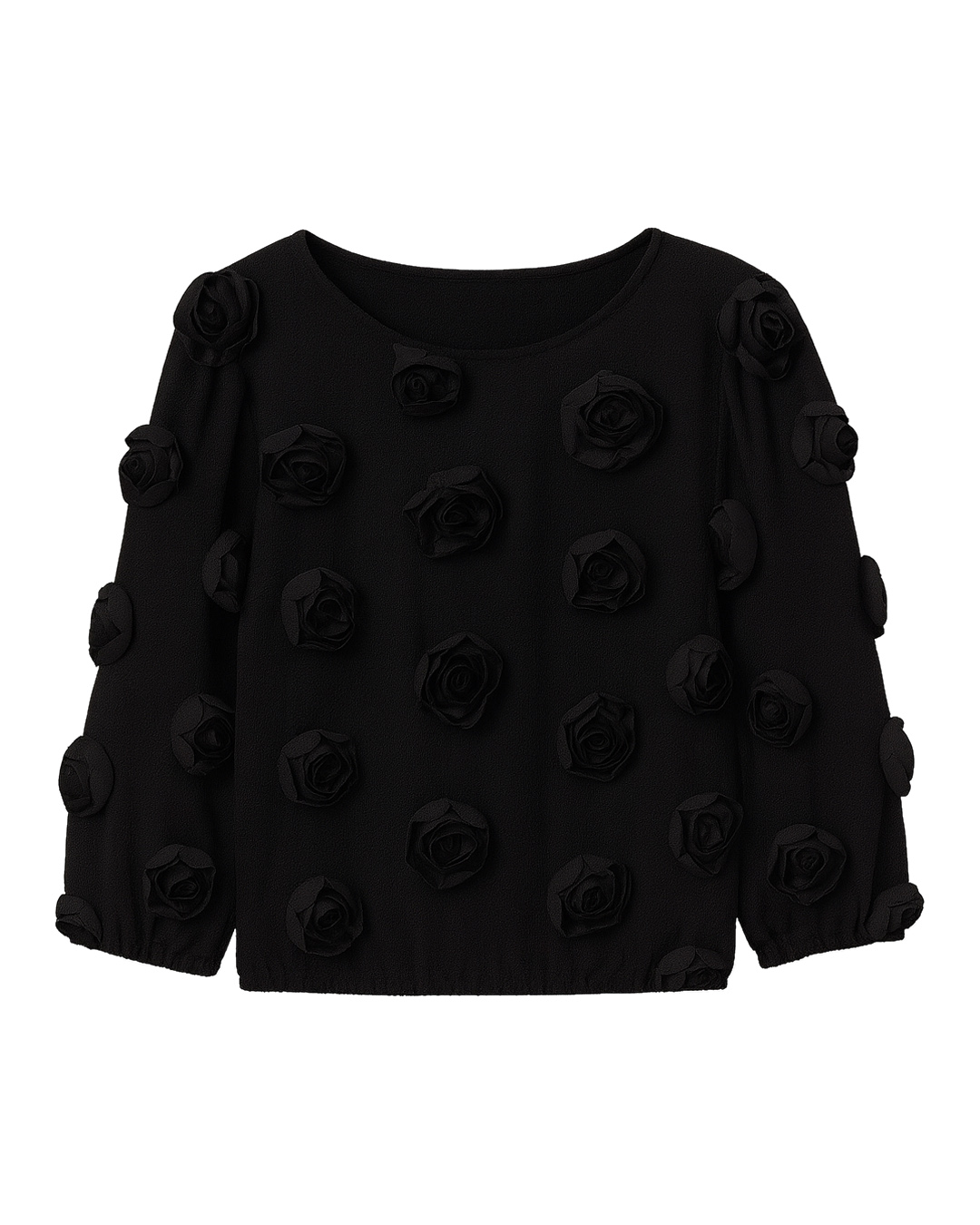 Blus Mynte med blommor svart - 5