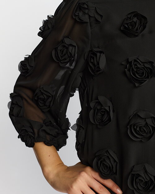 Blus Mynte med blommor svart - 4