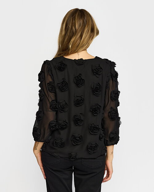 Blus Mynte med blommor svart - 2