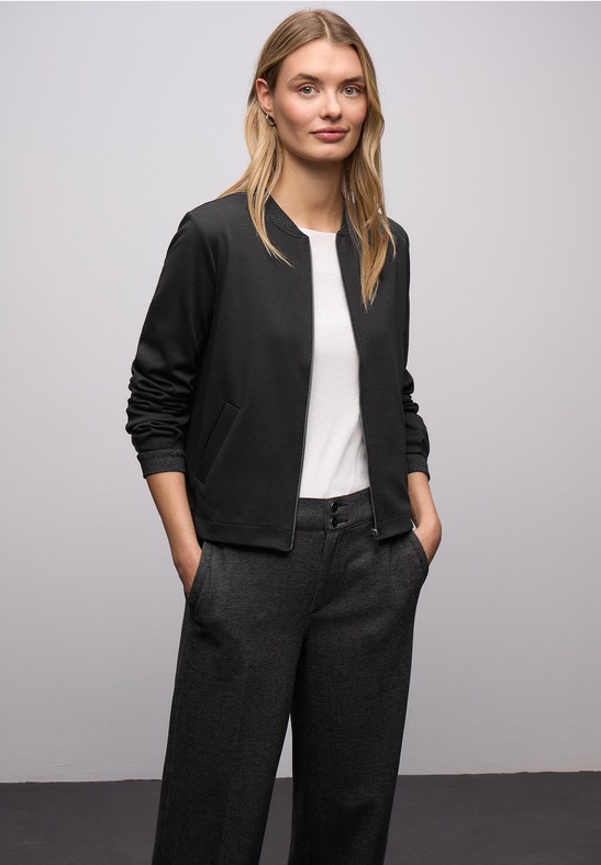 LTD QR Interlock Jacket W. Shine - Black - Street One