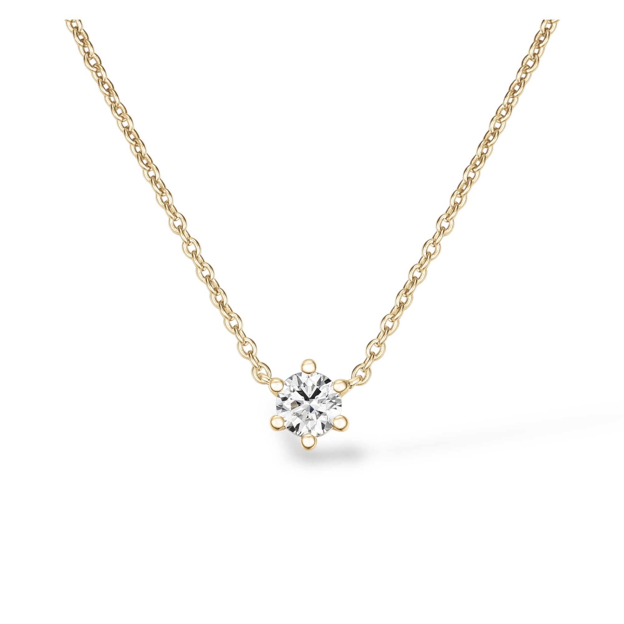 SOLITAIRE BRILLIANTCUT DIAMOND SIX PRONG NECKLACE