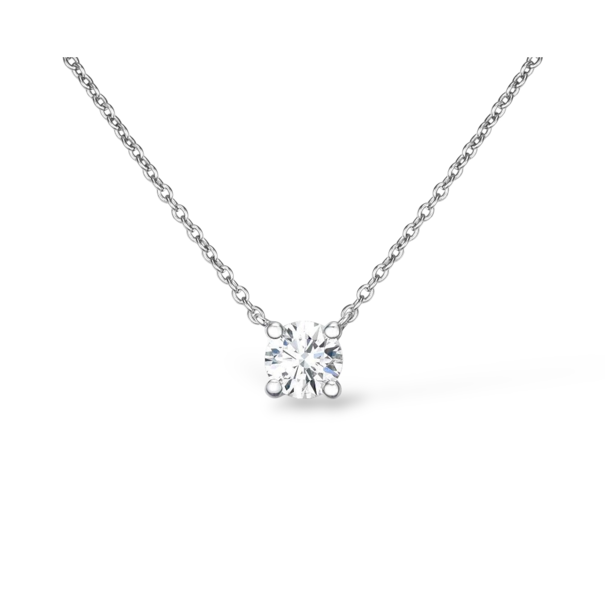 SOLITAIRE BRILLIANTCUT DIAMOND FOUR PRONG NECKLACE