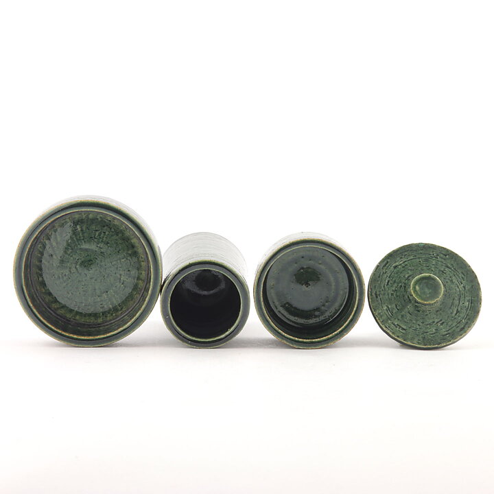Yngve Blixt (1960s) Three Green Miniatures with Incised Decor 4–9 cm