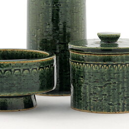 Yngve Blixt (1960s) Three Green Miniatures with Incised Decor 4–9 cm
