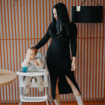 Coccolle Ziti Grey Stars – Hopfällbar Matstol för Barn 6–36 månader