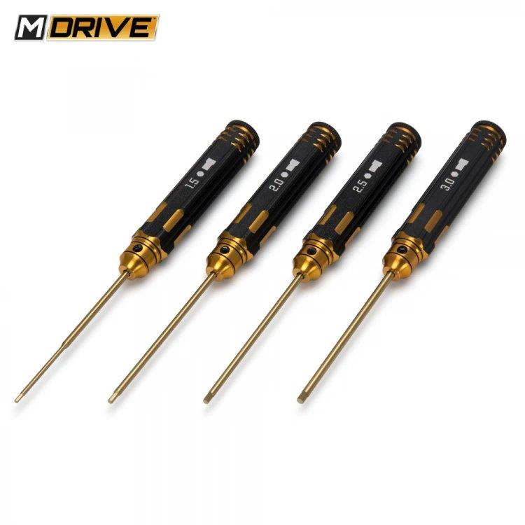 MDRIVE Pro TiN Insexnyckel Rak Set - 1.5, 2, 2.5 & 3mm - 2