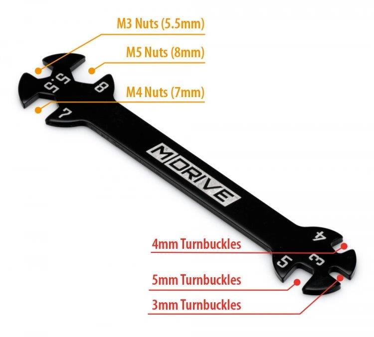 MDRIVE Universal Verktyg Mutter 5.5/7/8mm - Stag 3/4/5mm - 4