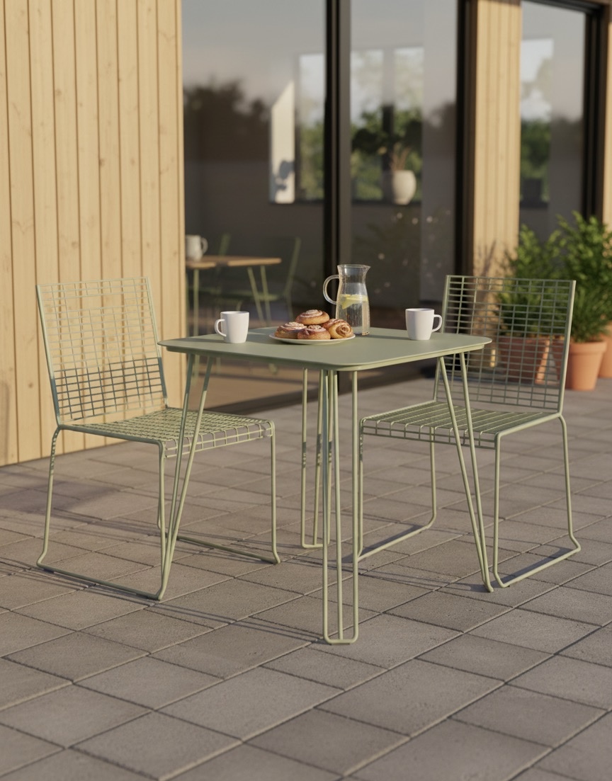 Matbord/Cafèbord 72x72 cm, stål grön - 2