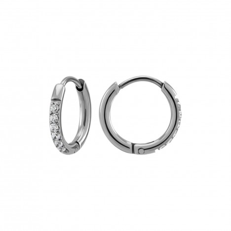 Earrings - rings with crystals - steel