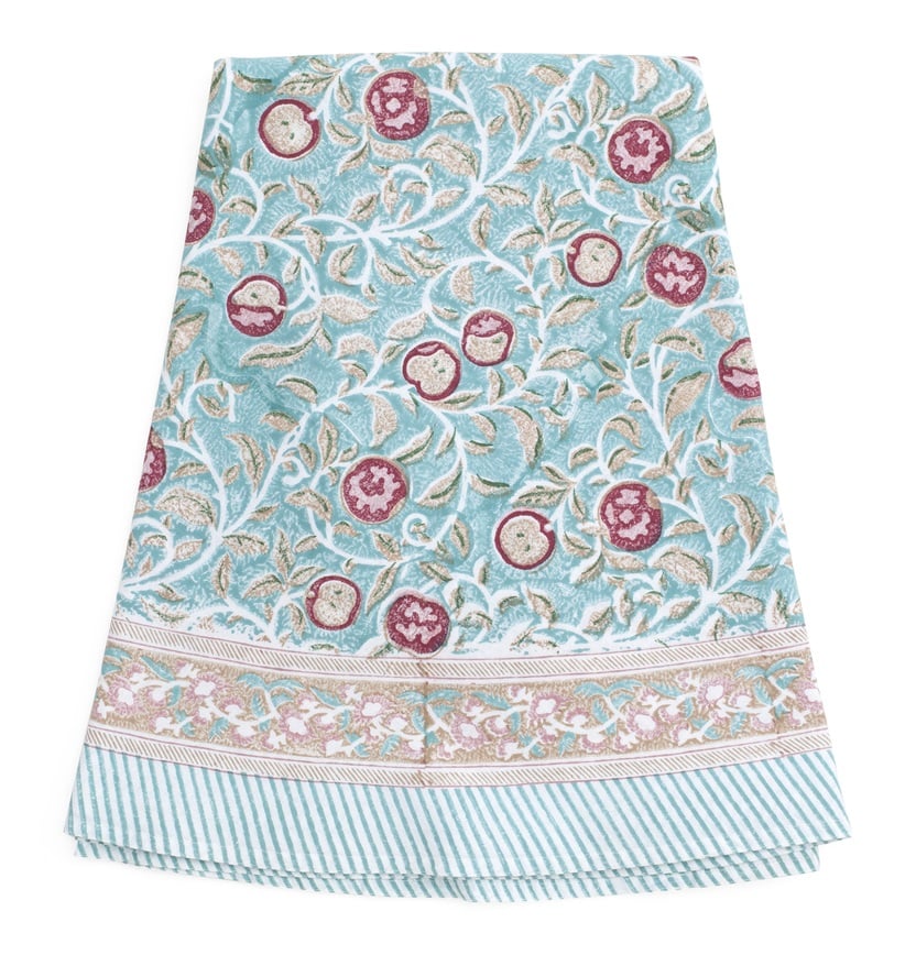 Chamois Rund Bordsduk Turquoise 