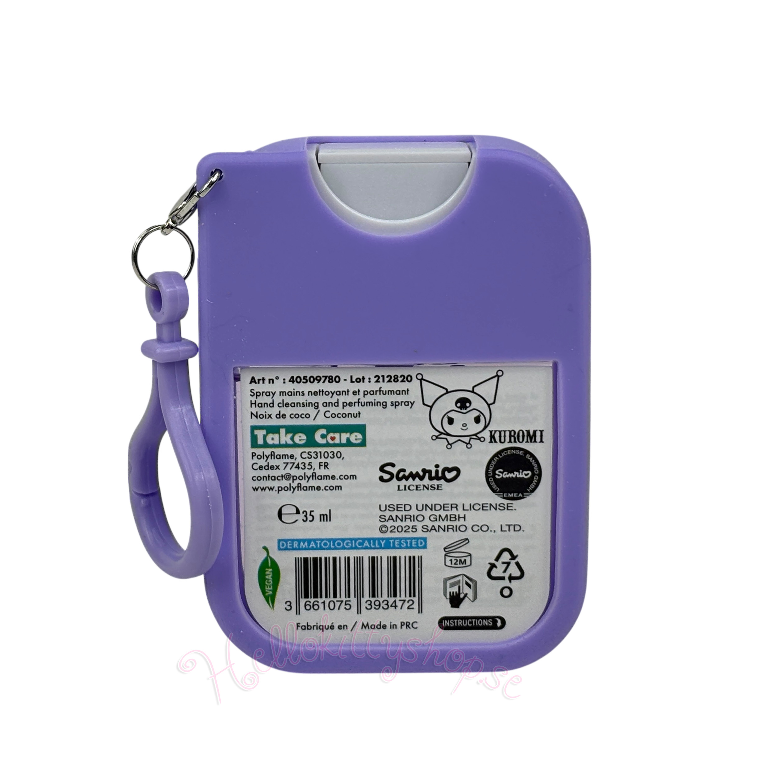 Kuromi Handrengöring i Silikonfodral med kokosdoft - 35 ml Sprayflaska - 3