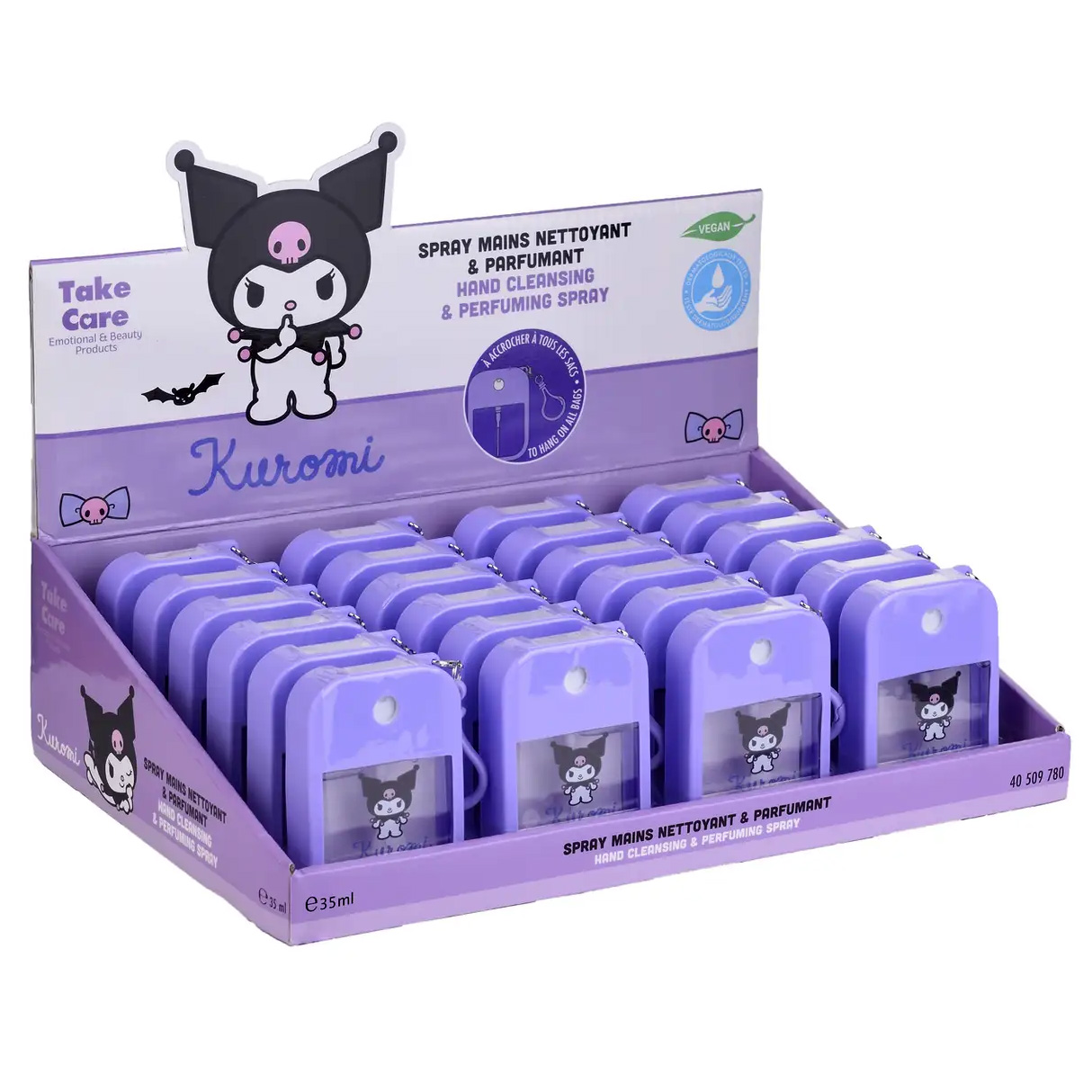 Kuromi Handrengöring i Silikonfodral med kokosdoft - 35 ml Sprayflaska - 4