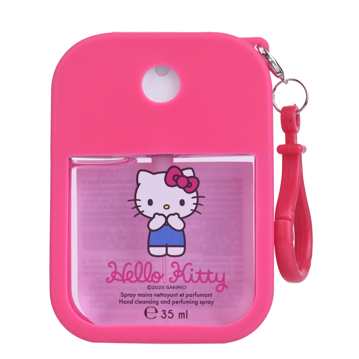 Hello Kitty Handrengöring i Silikonfodral med Jordgubbsdoft - 35 ml Sprayflaska