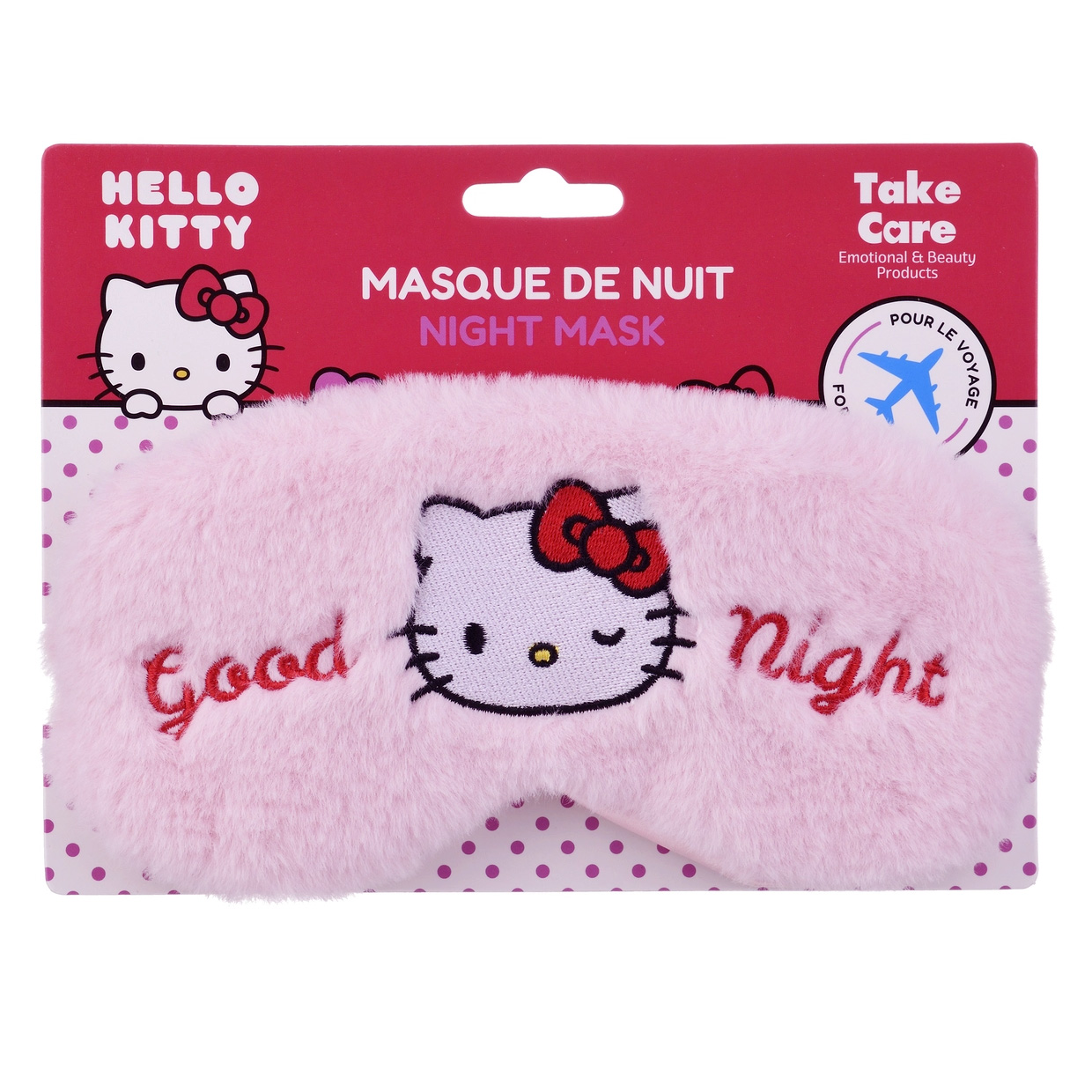 Hello Kitty Plush Sovmask i Rosa med Brodyr