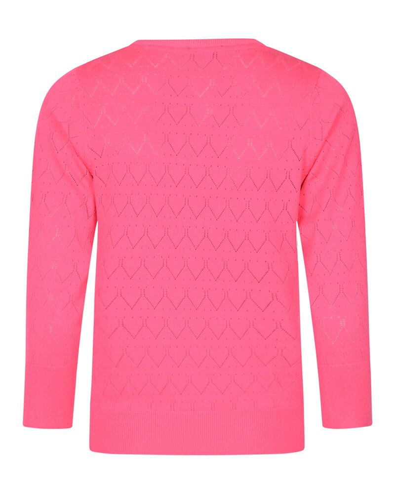 Jumper mönsterstickad rund hals ceriserosa