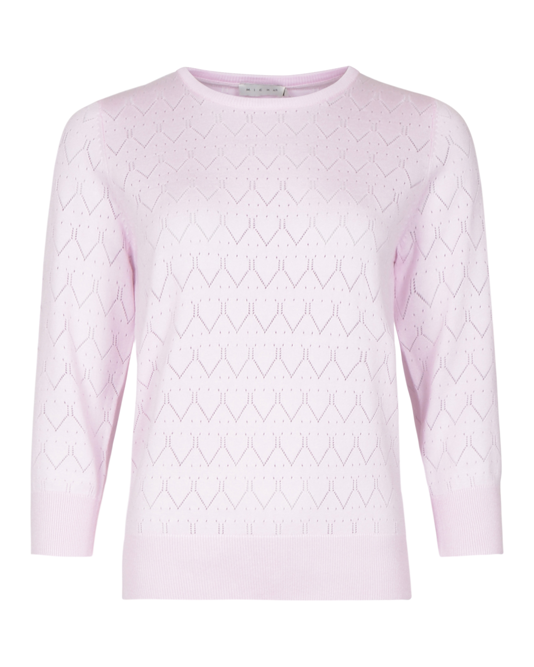 Jumper mönsterstickad rund hals ljusrosa