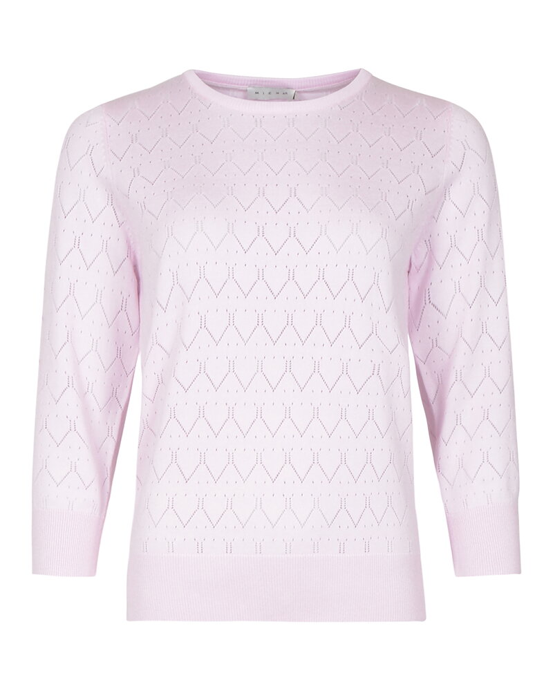 Jumper mönsterstickad rund hals ljusrosa