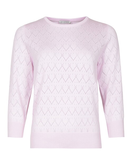 Jumper mönsterstickad rund hals ljusrosa