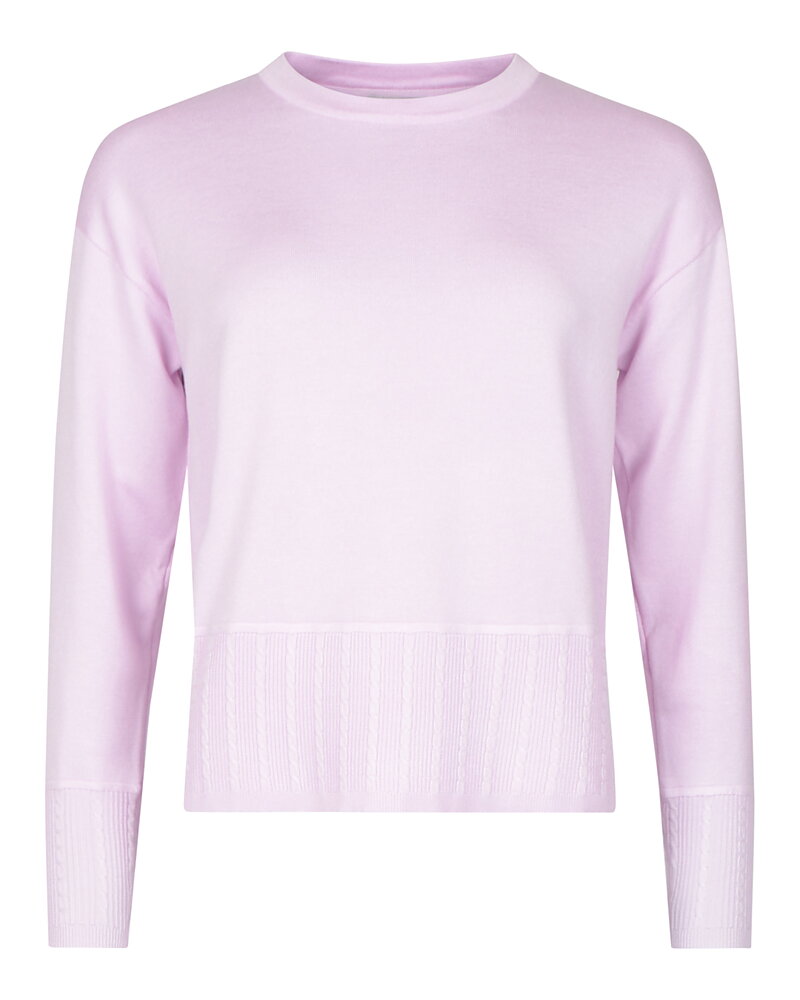 Jumper mönsterstickad bård ljusrosa