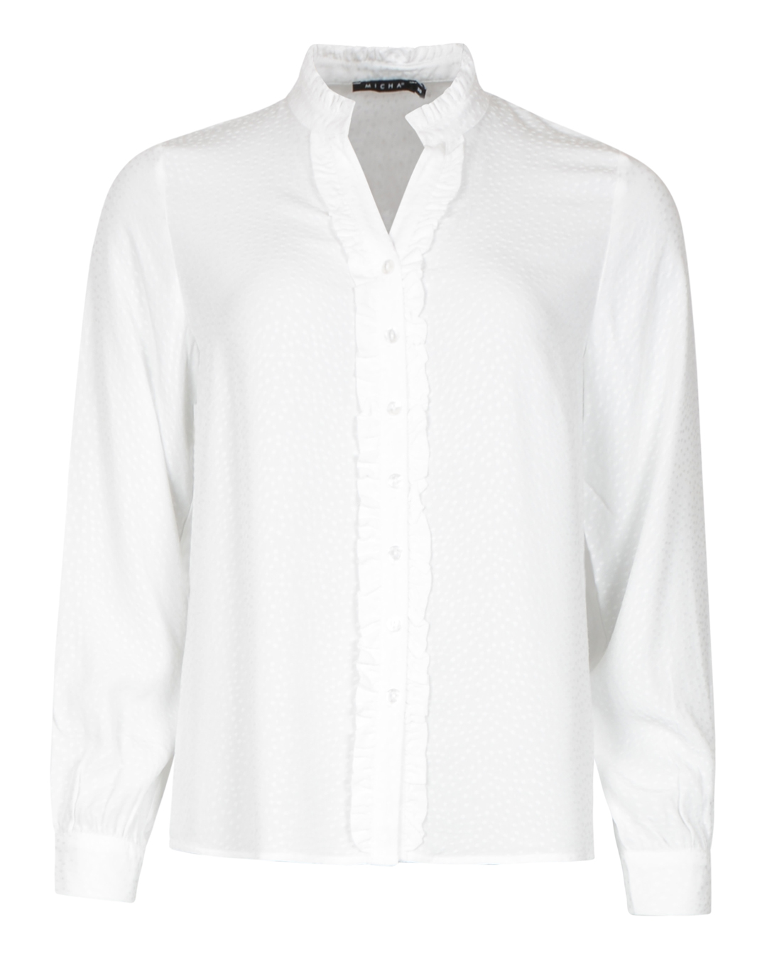 Blus v-ringning med volang offwhite - 2