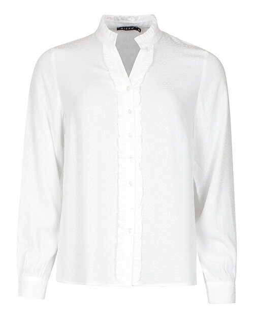 Blus v-ringning med volang offwhite - 2