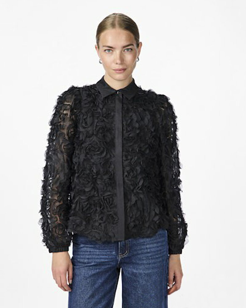 Blus Roso skira blommor svart