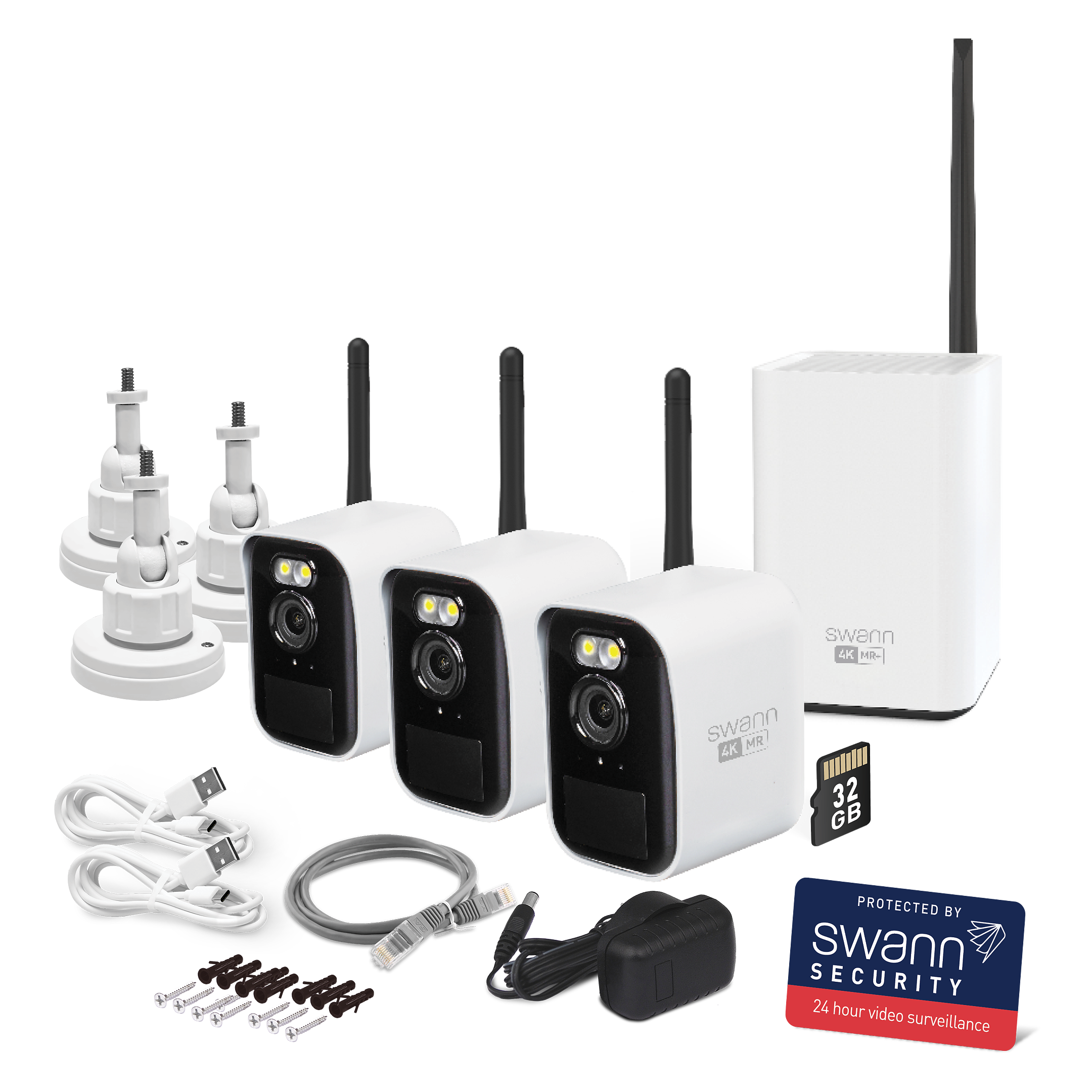 Swann MaxRanger4K Mini 3-Pack Camera Wireless Security System inkl 64GB ...