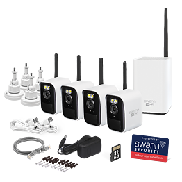 Swann MaxRanger4K Mini 4-Pack Trådlös Kamera Övervakningssystem inkl 64GB SD Card Hub