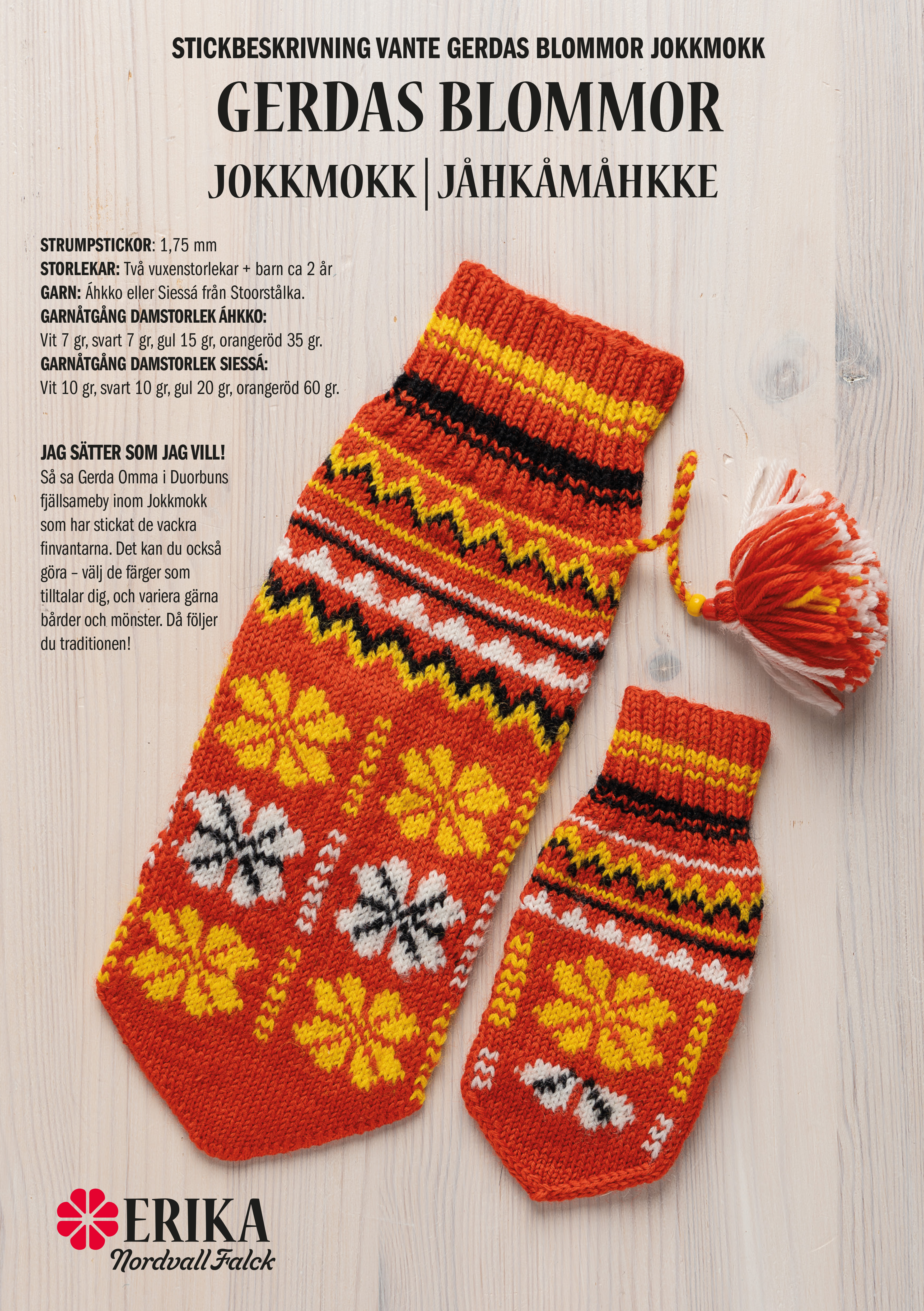 Knitting bundle mitten Gerdas blommor Jokkmokk - 2