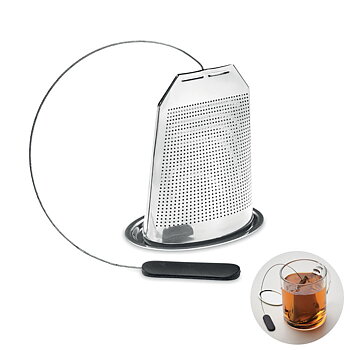 Tesi i rustfrit stål i teposeform med lille tallerken