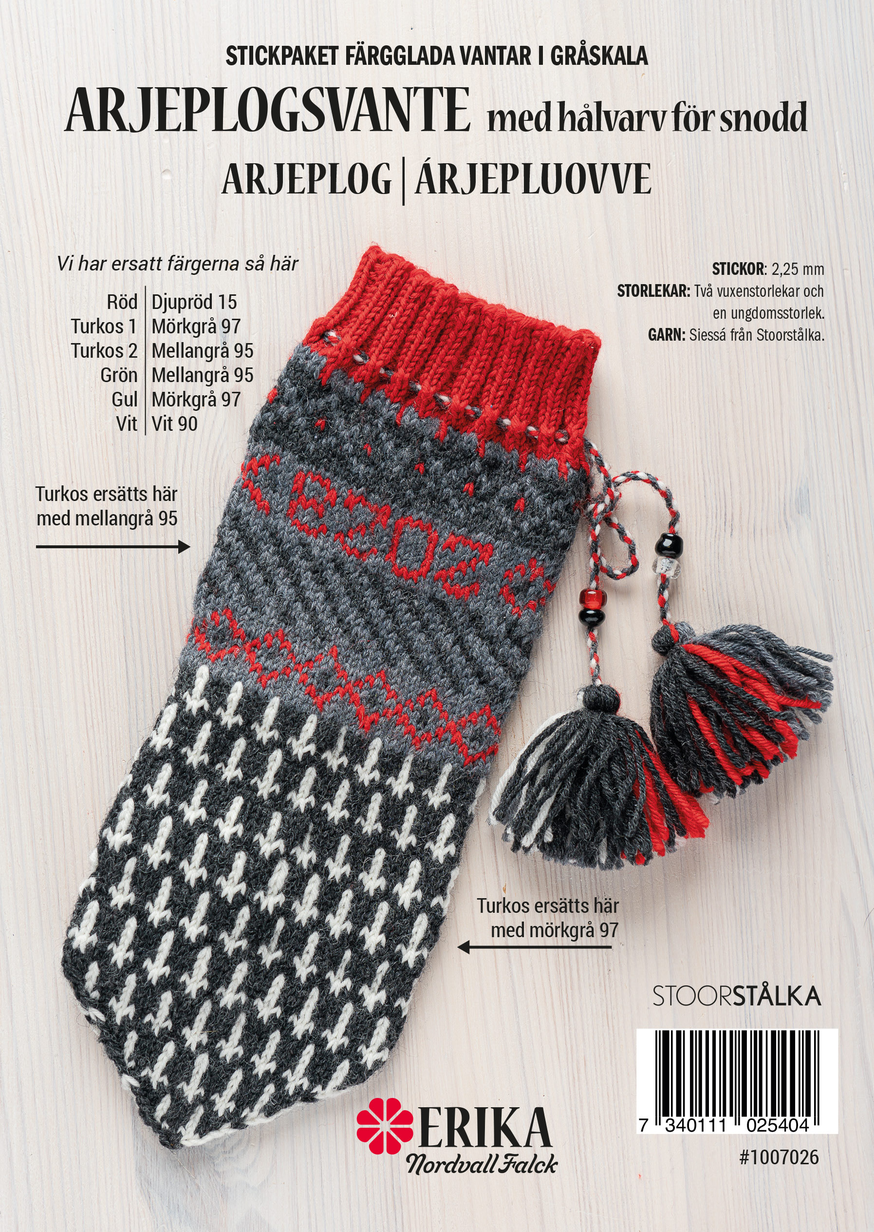 Strickset Fäustlinge Graustufen-rot Arjeplog 1 - 2