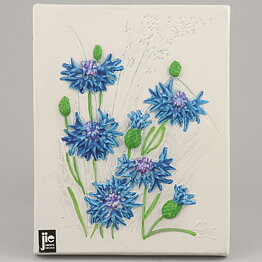Aimo Nietosvuori (1970s) White Wall Plaque with Cornflower Motif 17 cm #736