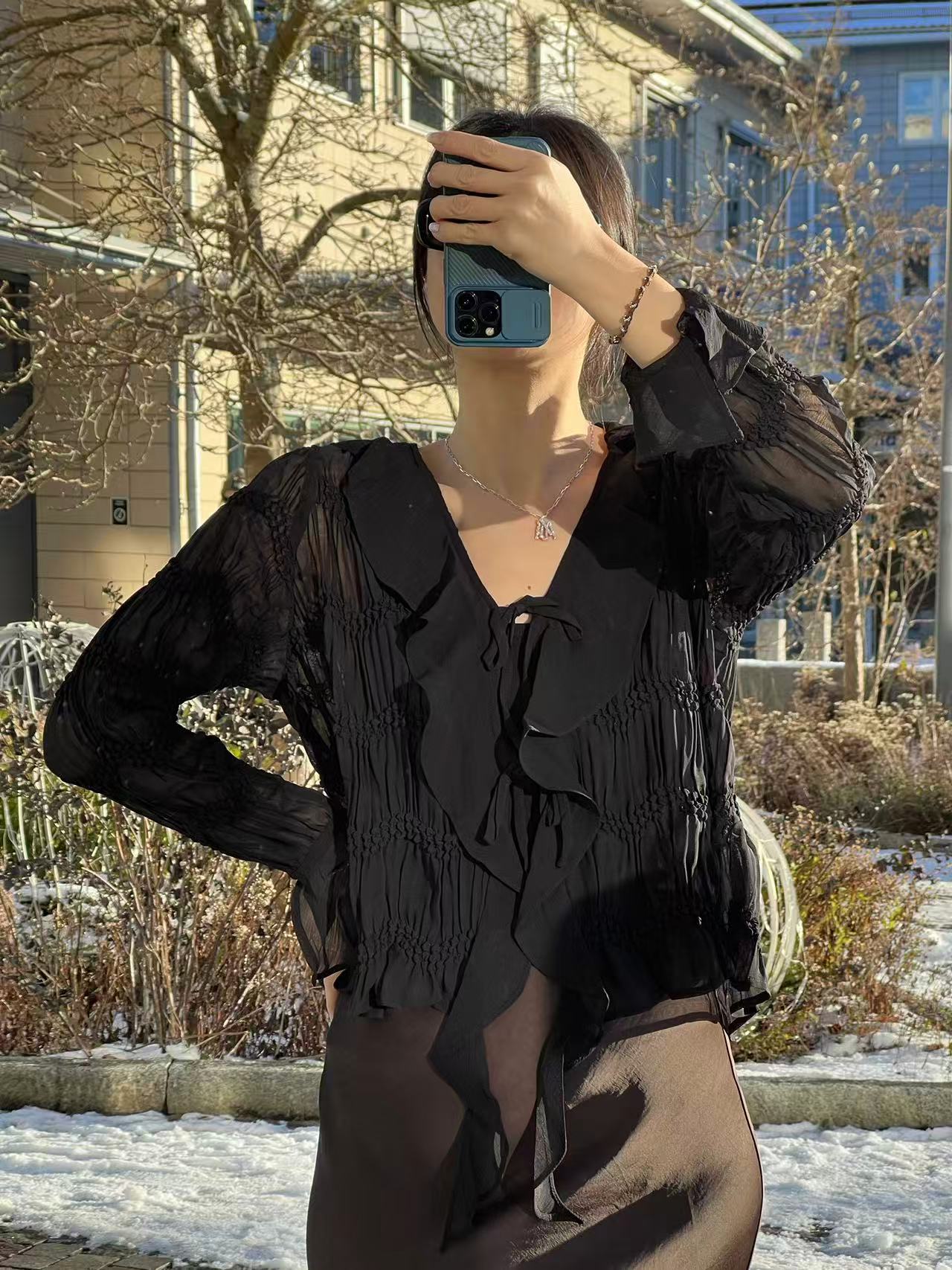 Neo Noir Anika Crepe Chiffon Blouse - 8