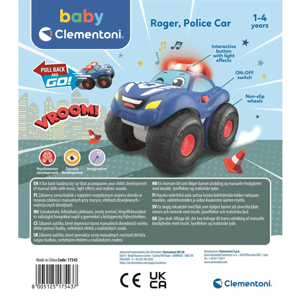 Pull Back & Go, Roger Police Car - Clementoni - 4