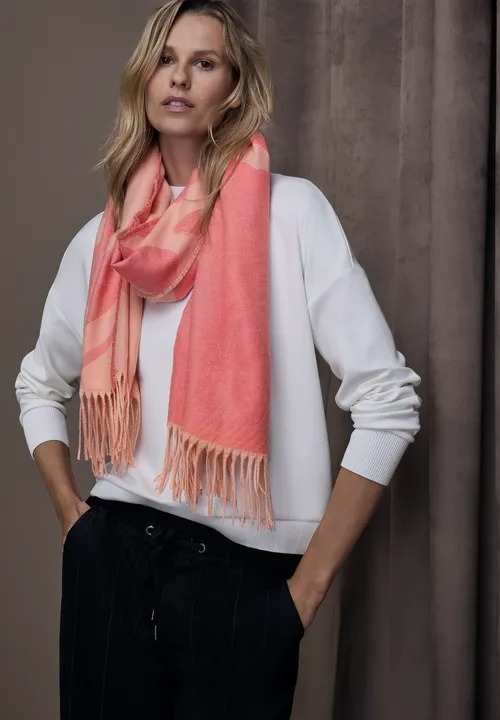 Cosy Jacquard Long Scarf - Light Apricot - Street One