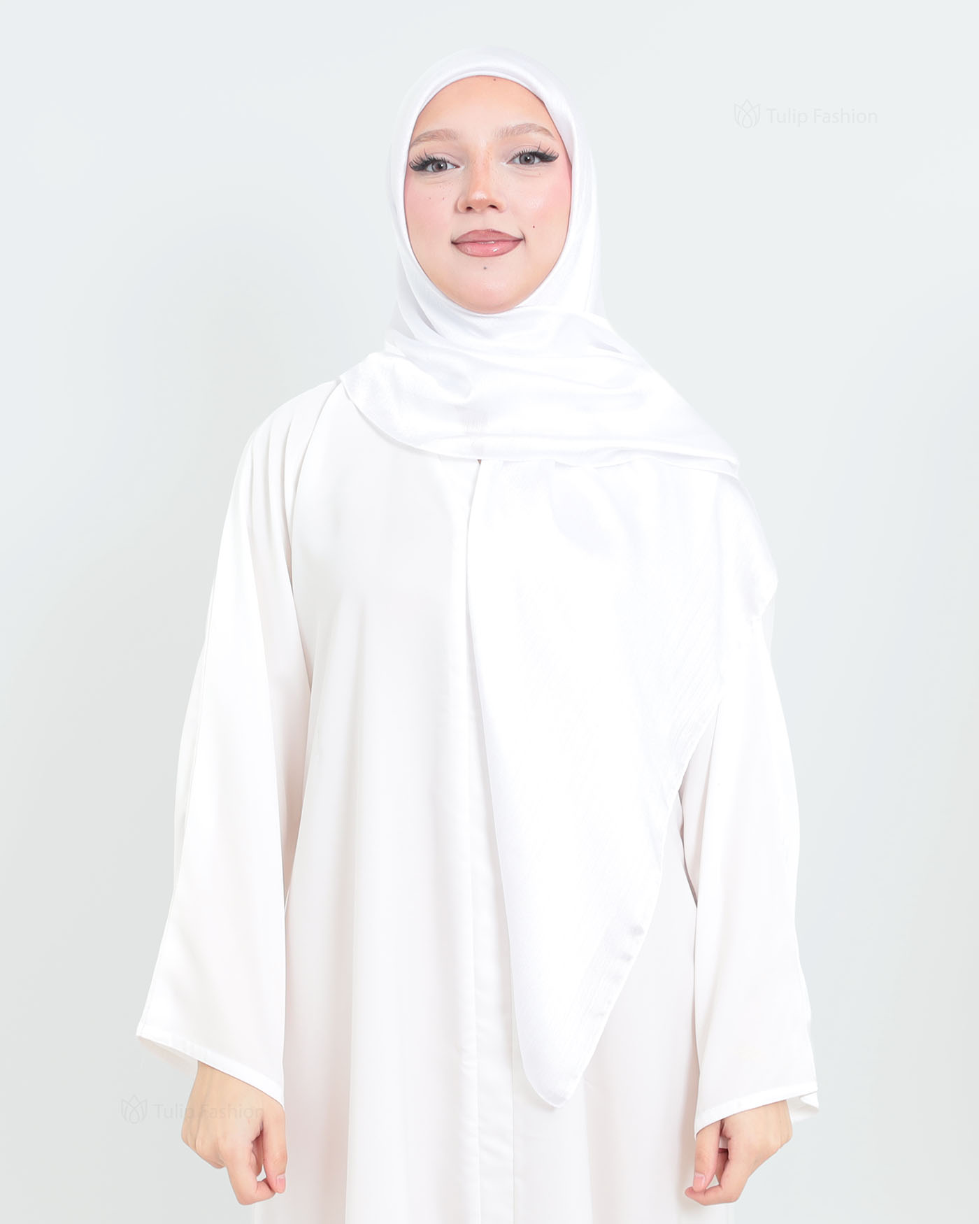 Hijab - Square metallic satin - White