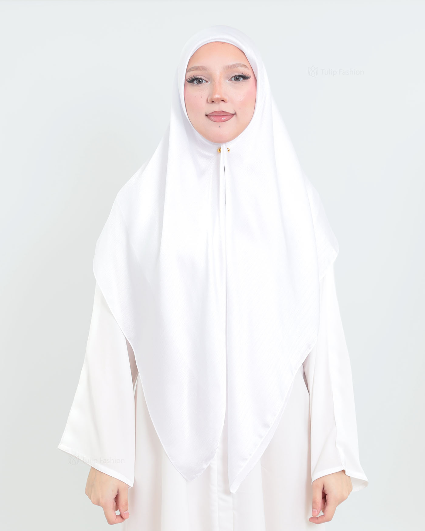 Hijab - Square metallic satin - White - 3