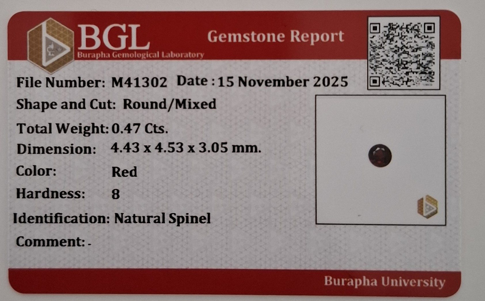 Gema de espinela roja natural certificada, muy rara, procedente de Mogok, Birmania. - 3