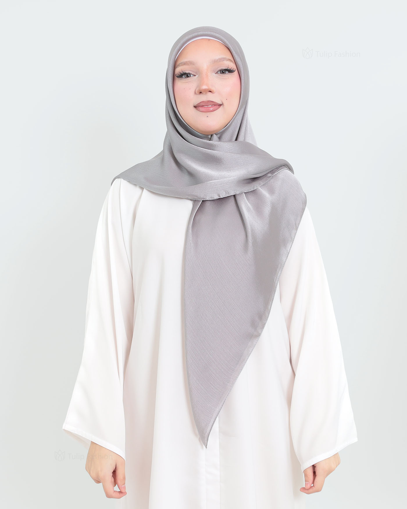 Hijab - Square metallic satin - Gray