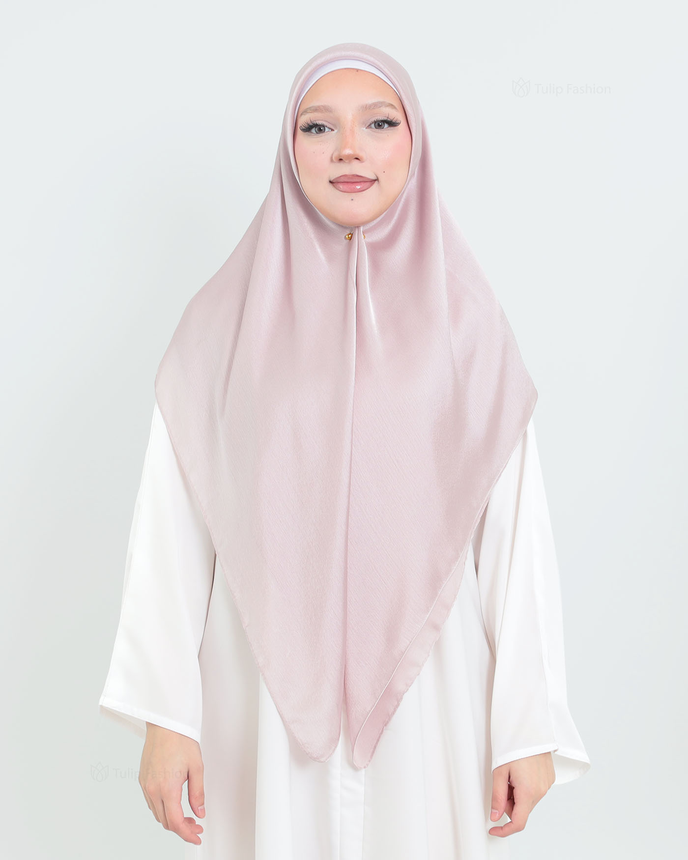 Hijab - Square metallic satin - Mauve - 3