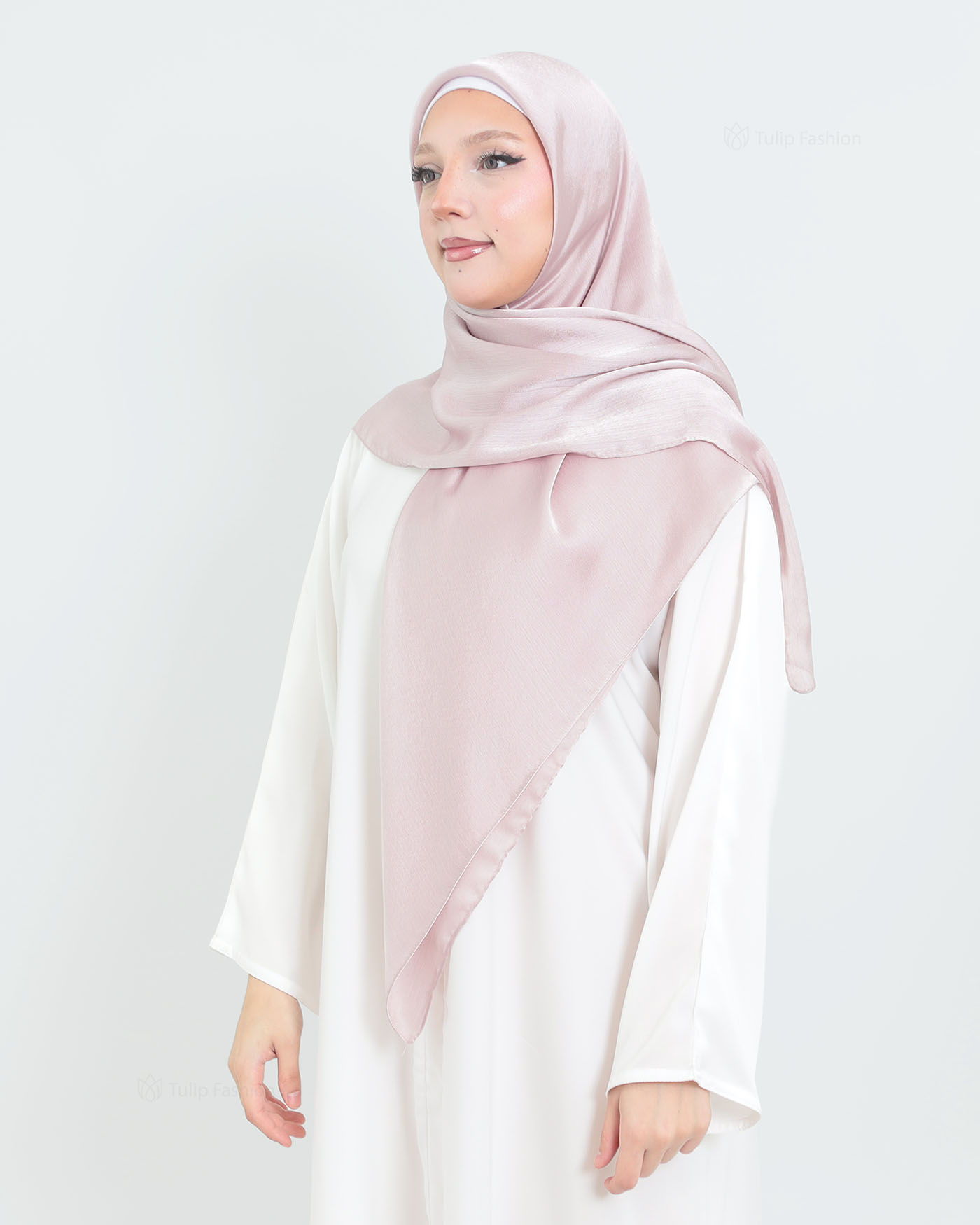 Hijab - Square metallic satin - Mauve - 2