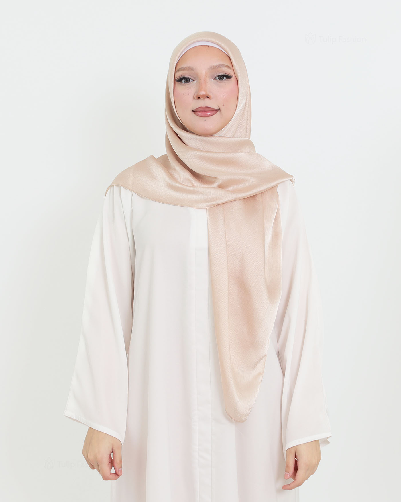 Hijab - Square metallic satin - Beige