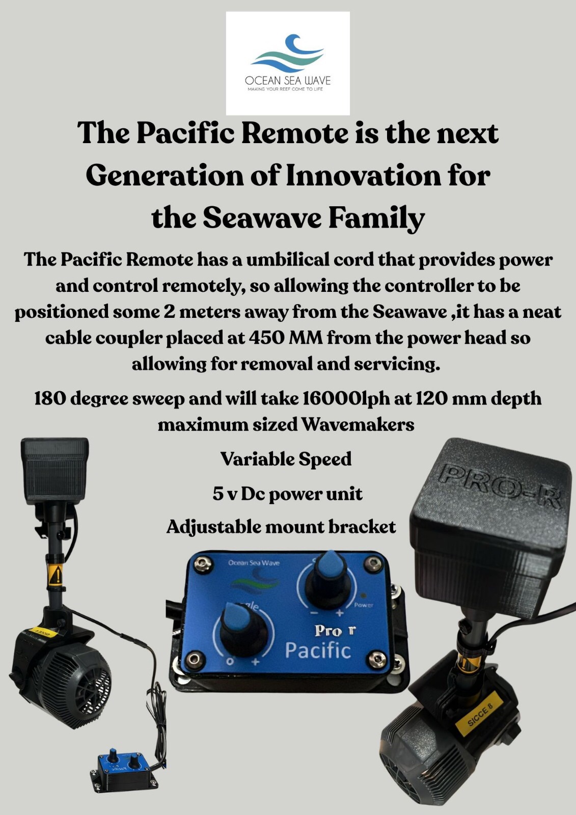 OceanSeaWave Pacific Pro R, 0-170° Oscillating streamer mount - 2